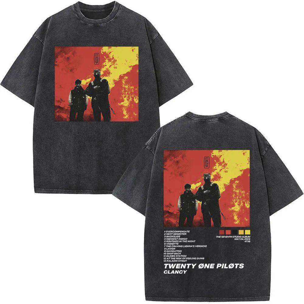 

Twenty One Pilots Винтажний Праний Футболка Чоловіки Жінки Мода Хіп-Хоп Оверсайз Футболки Бавовняна Повсякденна Футболка Вуличний Одяг Топи Футболка S зелений