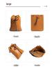 Vintage Genuine Leather Cowhide Coin Purse & Earphone Storage Drawstring Bag