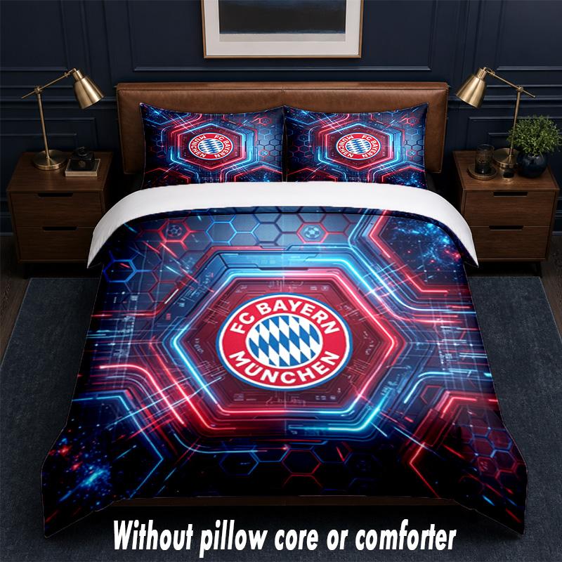 Set Biancheria da Letto Design Bayern Monaco 1 Copripiumino + 2 Federe Morbido Traspirante Biancheria da Letto per la Casa