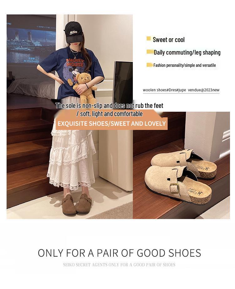 2025 Cork Birkenstocks Half Slippers: Women's & Men's Retro Closed Toe Slip-ons for Casual Outdoor Wear