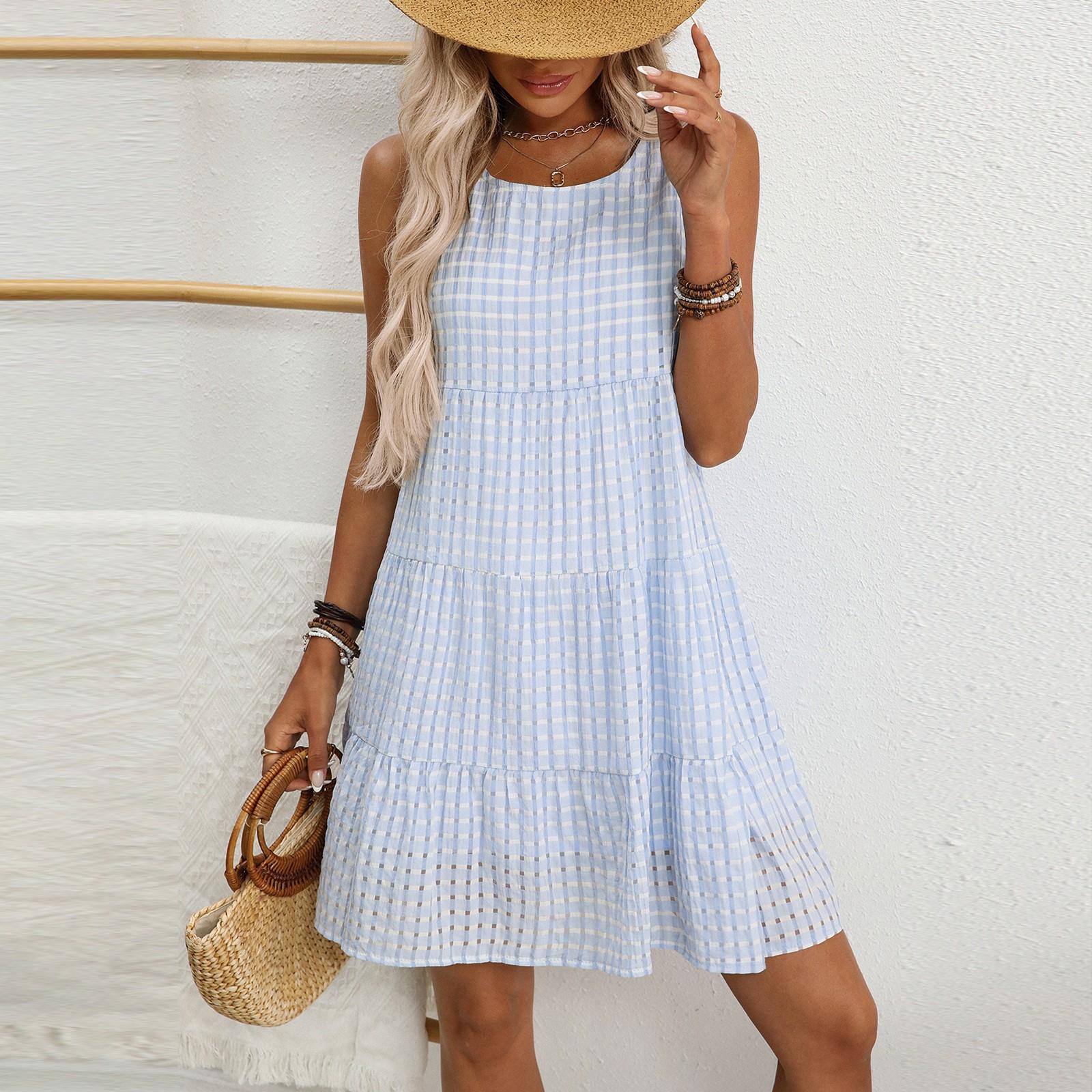 

Платье в стиле бохо с коротким рукавом для женщин, повседневное, свободного кроя, летнее, сарафан с цветочным принтом и карманами S