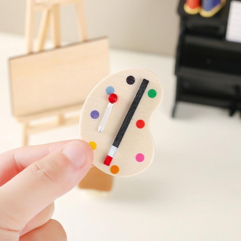 Wood Miniature Art Easel Stand Set Doll House Accessories Kids Toy For Creative Play And Learning Scene Display Decors