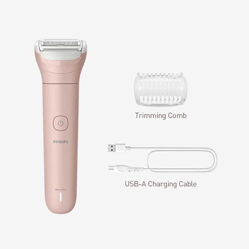 Philips Afeitadora Eléctrica Húmeda y Seca Rosa(USB-A)Depilador Suave