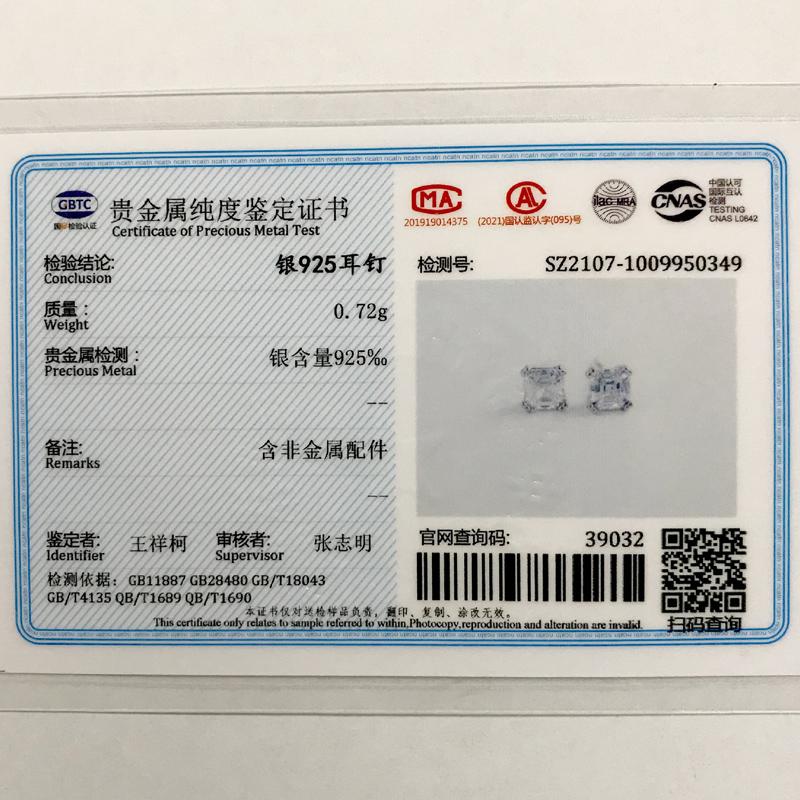 Frauen S925 Silber Ohrringe Weibliche Mode Zirkon Quadrat Ohr Schmuck