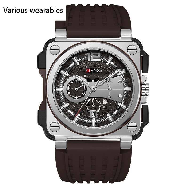 Watch Square Dial Fashion Simple Bar Nail Calendar Waterproof Men's and Women's Quartz Watch