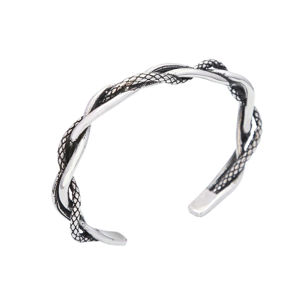 Vintage Simple 316L Stainless Steel Twisted Woven Bracelets For Men Women Punk Fashion Opening Bracelet Luxury Jewelry