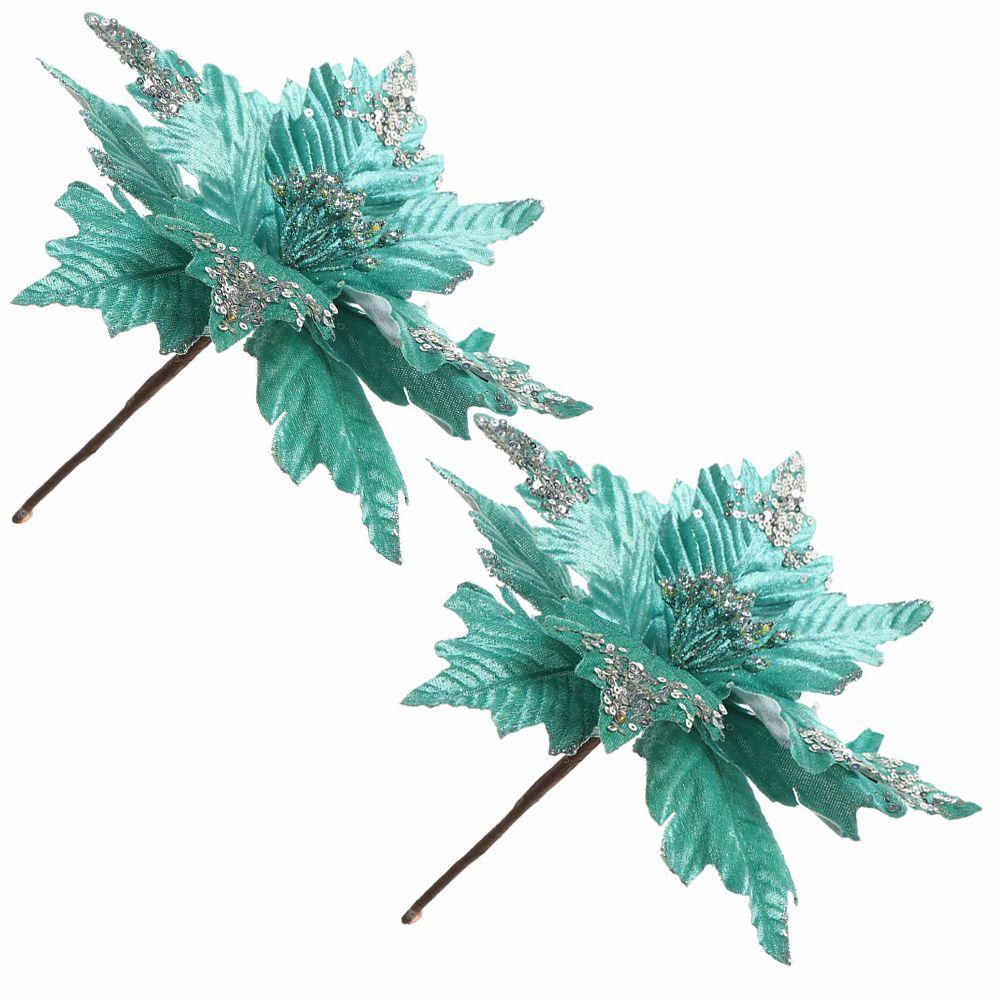 

Wedding Favors Artificial Decor Poinsettia Glitter Ornament Christmas Tree Flowers Xmas Gift