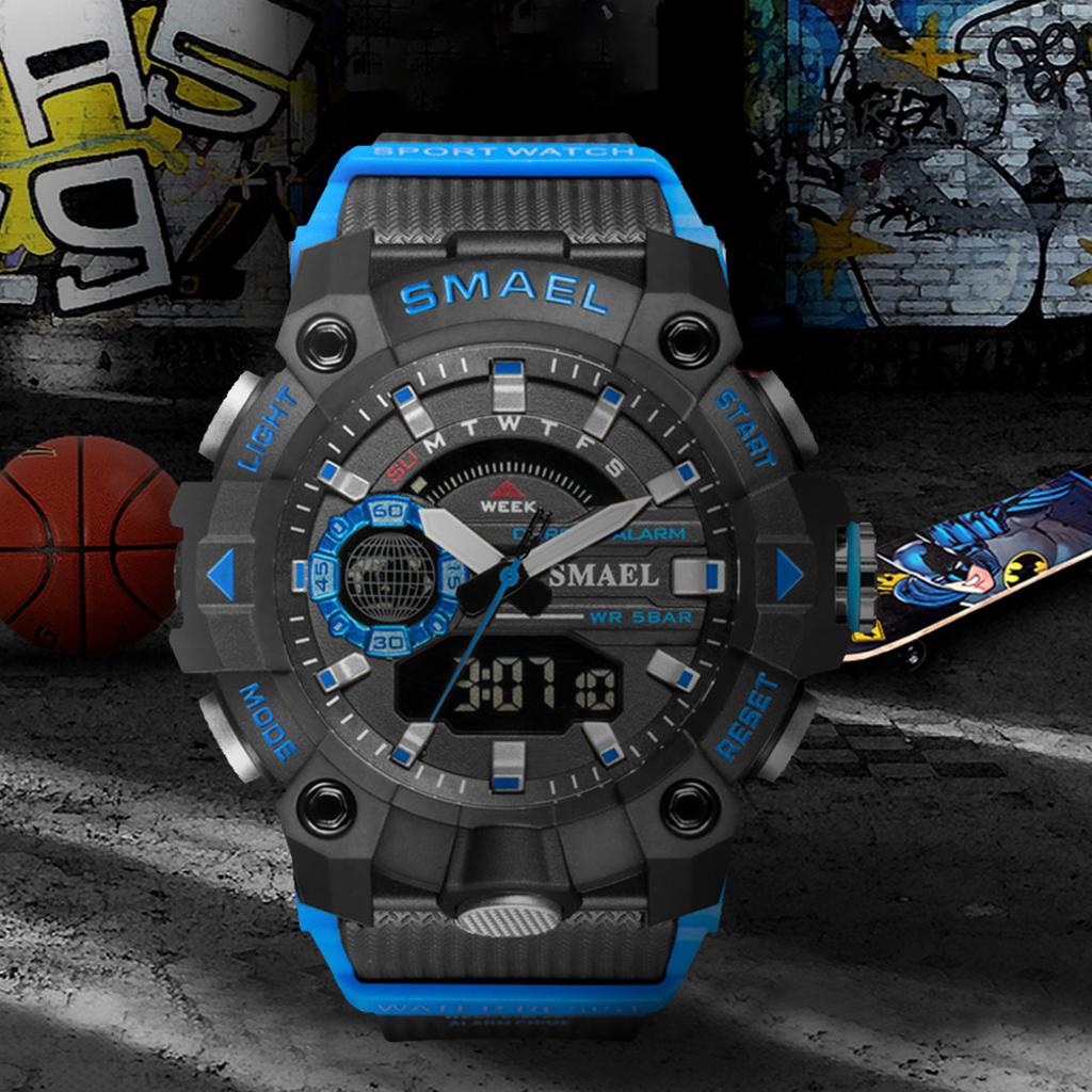 SMAEL Fashion Sport Watches Men Shock Resistant 50M Waterproof Wristwatch LED Alarm Stopwatch Clock Military 8040 Men Watch