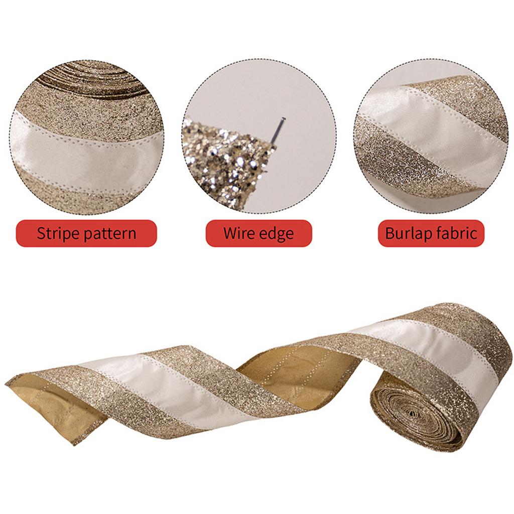 5m Christmas Decorations High-end European-style Ribbon Gold Ribbon Atmosphere Layout Decoration Mesh Ribbon
