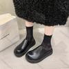 Comemore Baotou Thick Bottom Temperament Half Slippers for Women Autumn New Patent Leather Black Mules Flat Black Slides Loafers