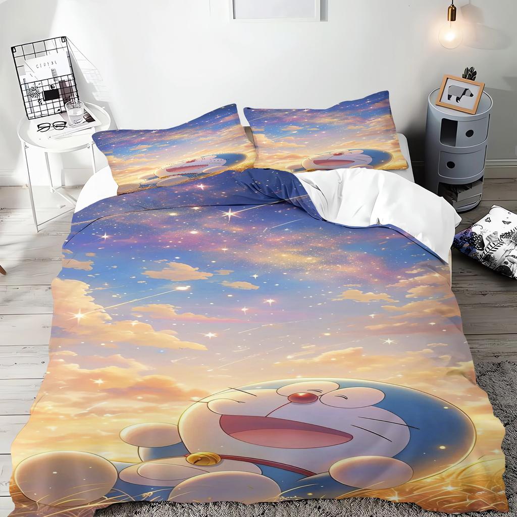Blue Robot Cartoon Duvet Cover Home Pillowcase Set Adult Bedroom Children Comforter Bedding