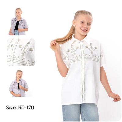 Shirt (girls) – Lightweight Linen Viscose, Versatile Style, Summer, 6475-070-22-2 HC