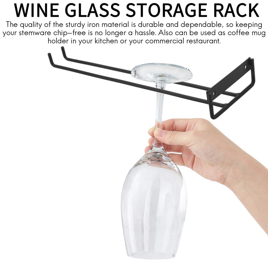 M-Modern-5 Pcs Stemware Wine Glass Storage Rack,Wall Mountable Kitchen Storage Rack ,Black,11 Inch / 30Cm
