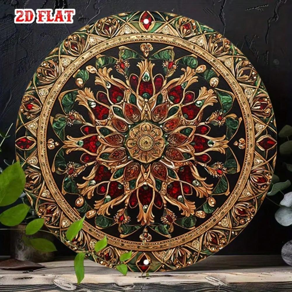 Vintage Mandala Floral Metal Sign 7.8x7.8 Inch Wall Art Decor Rustproof Hanging
