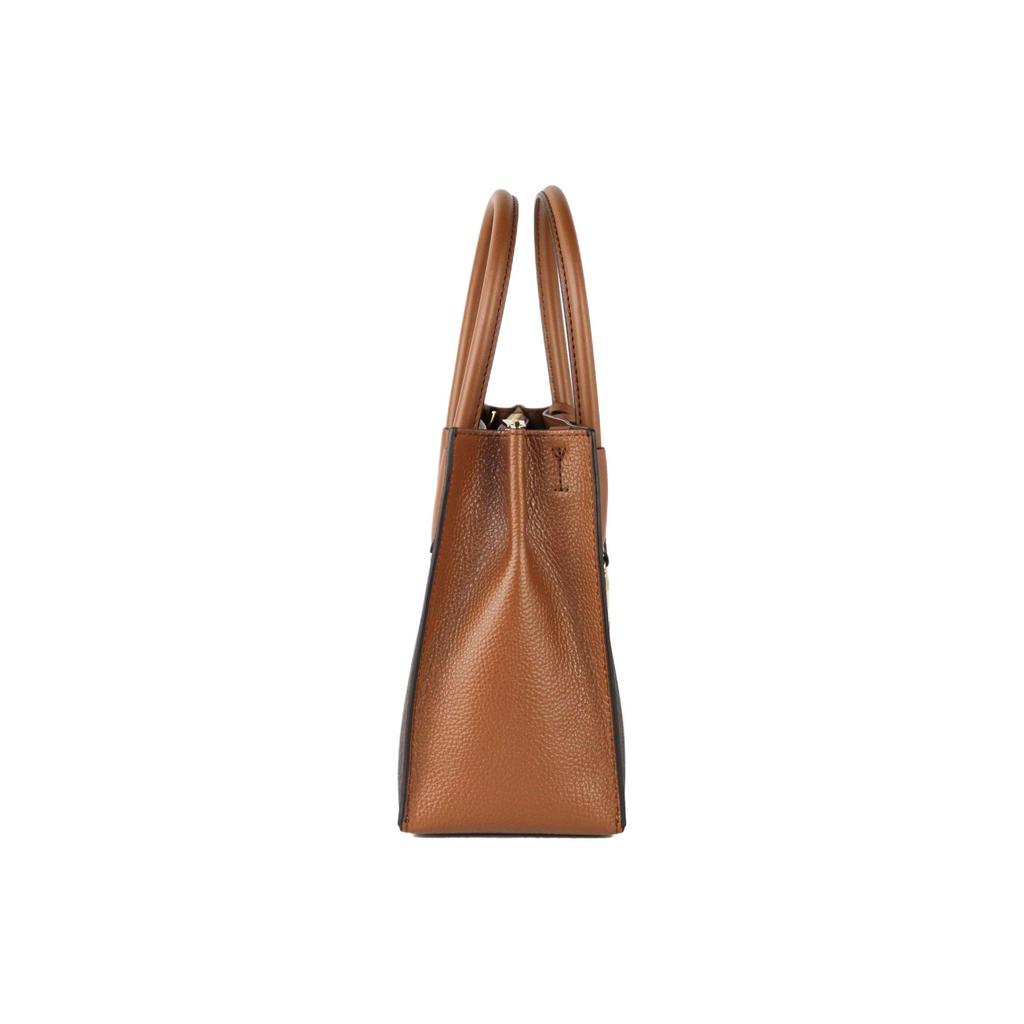 Michael Kors MK Mercer Series Classic French Vintage Monogram Color Block PVC Coated Canvas Accordion Bag Women Handbags Brown 35S1GM9M2B-BRN