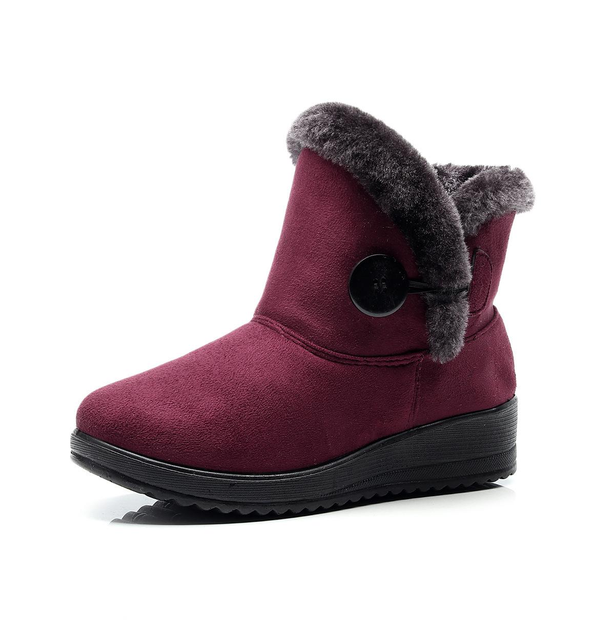 

Зимние женские ботинки, женские ботинки, сохраняющие тепло, ботильоны на толстом меху, женская зимняя обувь на низком каблуке, ботинки, большие размеры 36-42 36 красный