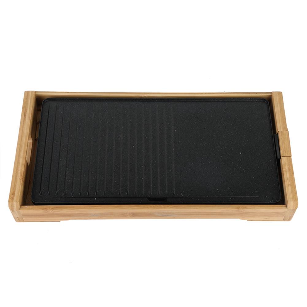 Bamboo Smokeless Non Stick Electric Baking Pan Indoor Baking Tray (UK Plug 220V)