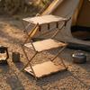 Foldable 3-Tier Rack Crossed Side Supports Storage Shelf Hanging Hooks