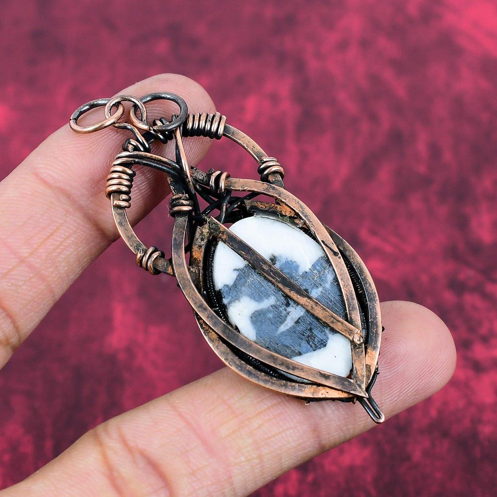 White Buffalo Turquoise Pendant Copper Wire Wrapped Handmade Pendant Copper Jewelry Genuine Gemstone Pendant Gifts For Her Turquoise Jewelry