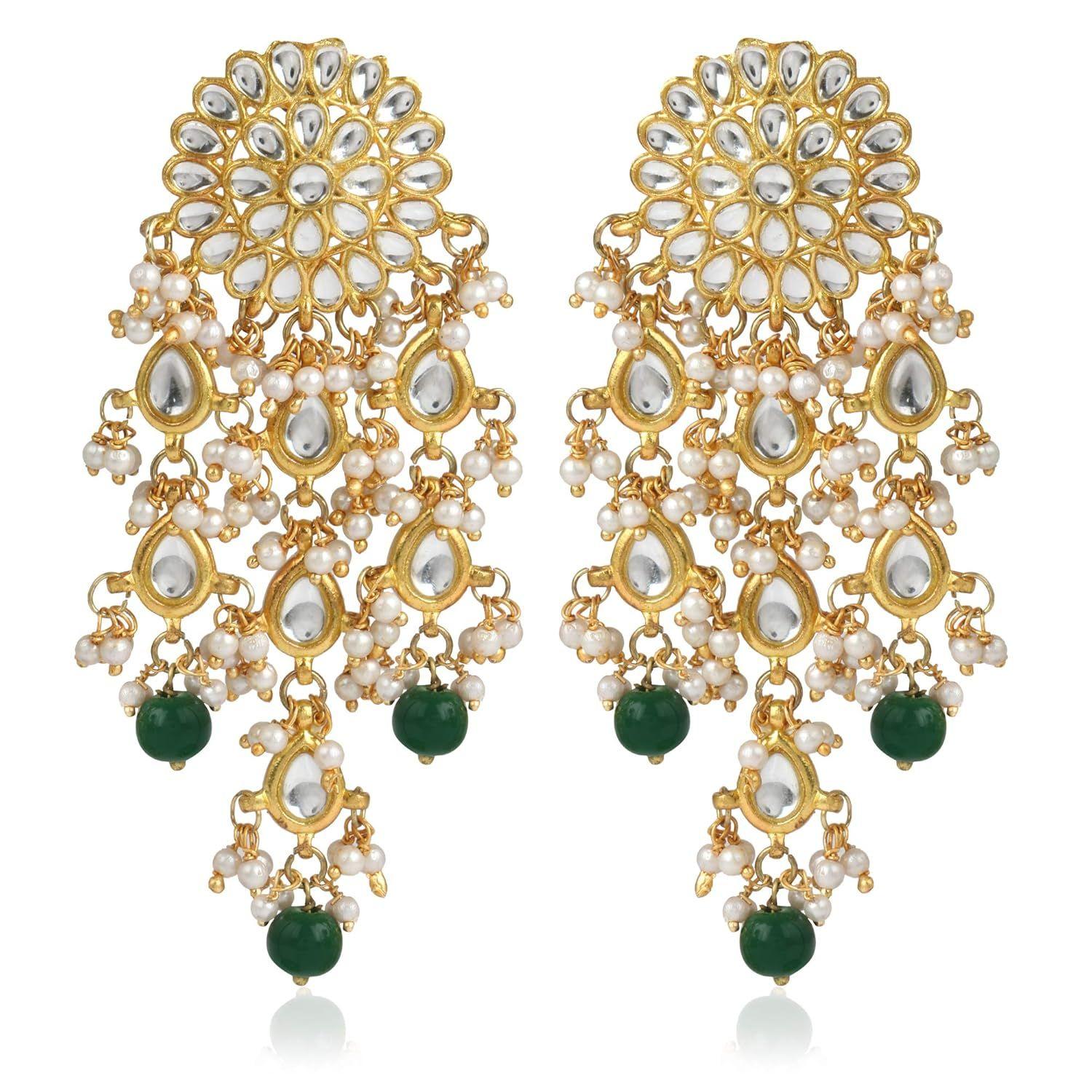 

Womens Kundan Tassel Earrings