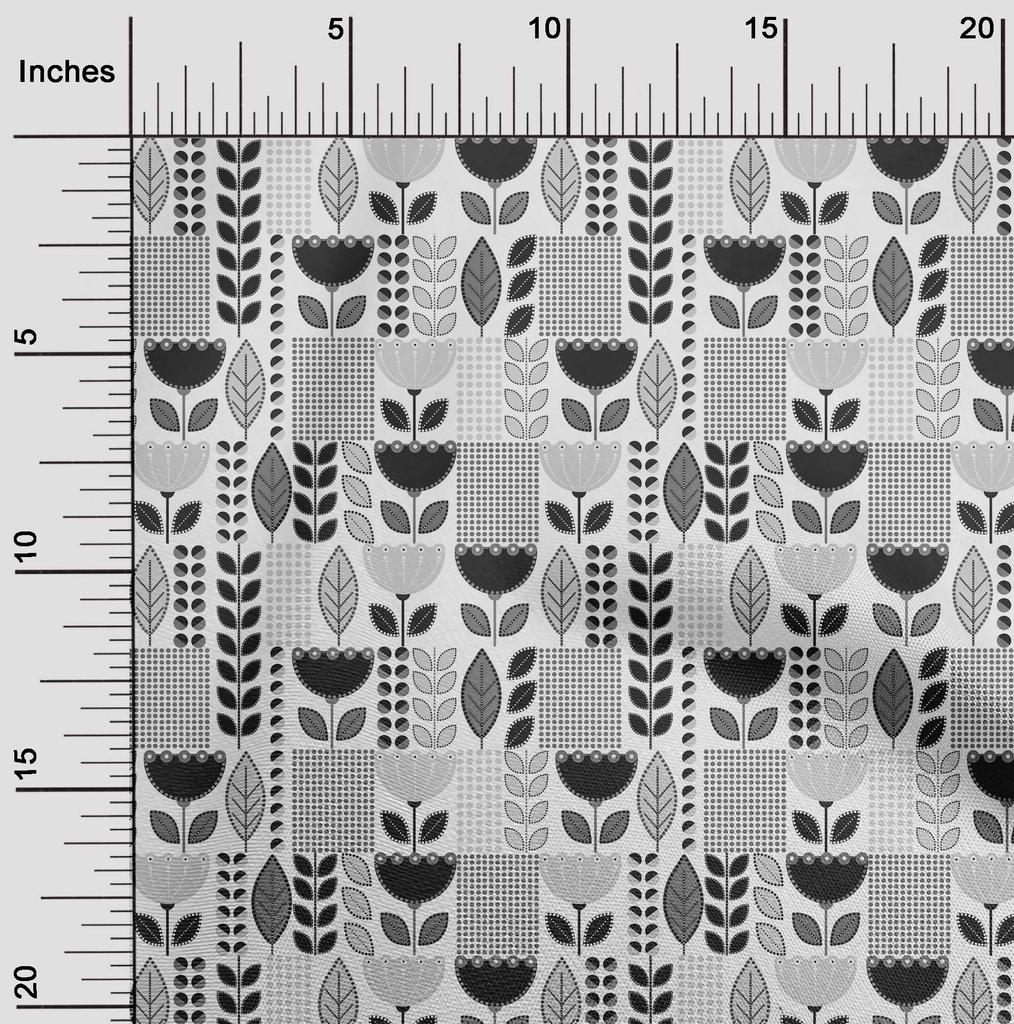 oneOone Țesătură din bumbac Flex, gri, cu puncte, țesătură florală, pentru cusut țesături artizanale imprimate la oarde, 40 de inci