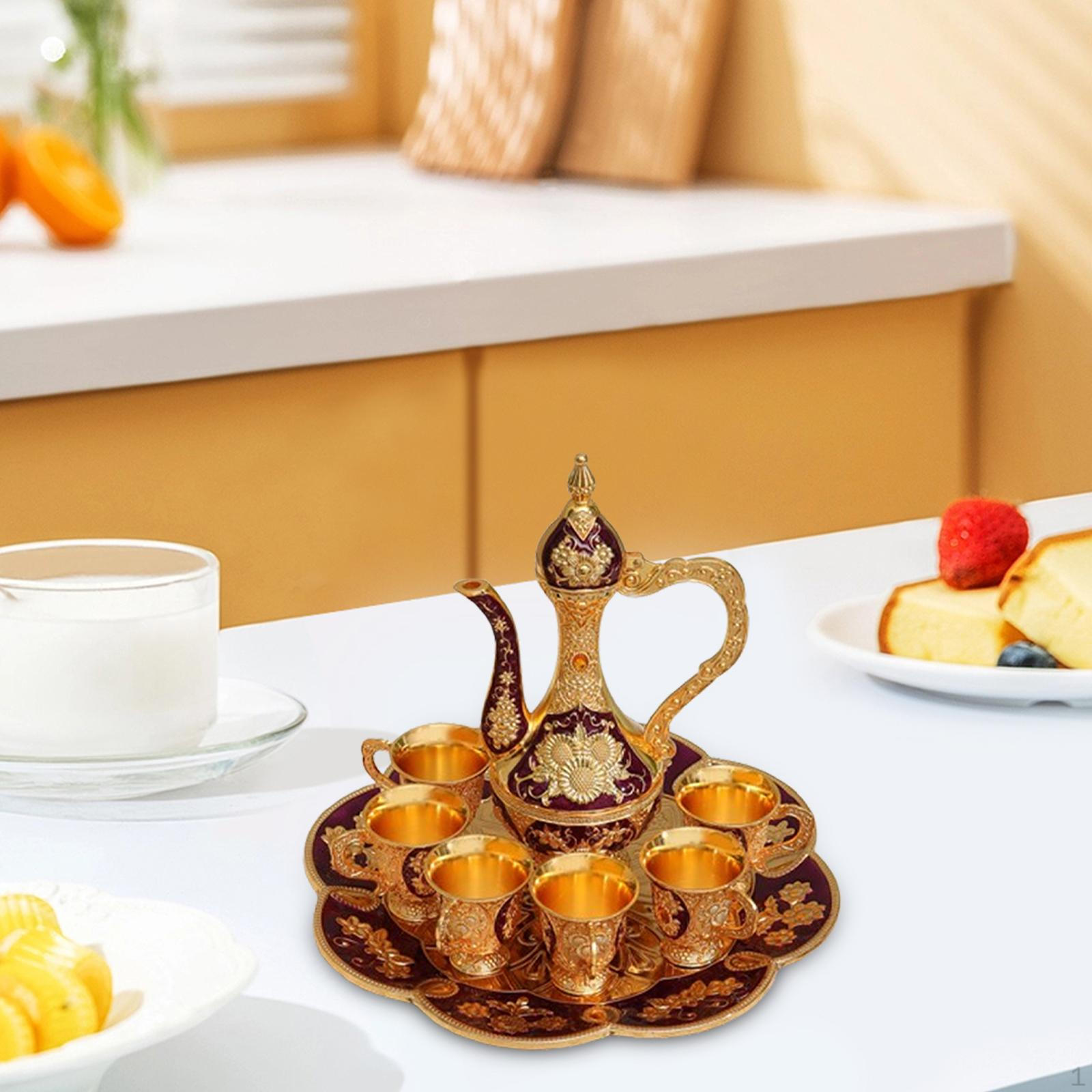 

Классическая коллекция кофейников и чашек для чая с подносом на 6 чашек для кухни и столовой фиолетовый