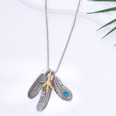 Feather Pendant Men's Necklace - European & American Hip-Hop Style