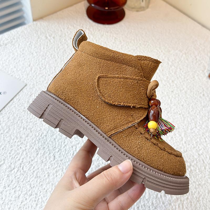 Neuer Eingang Herbst Winter Vintage Kinderschuhe Süße Lässige Stiefel für Mädchen Weichsohlige Lässige Kinderschuhe