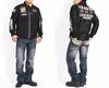 Open Bottom Flight Jacket Triple Star Embroidery Patch Custom [Vanson] MA-1 & NVJK-2308 (S, Black)