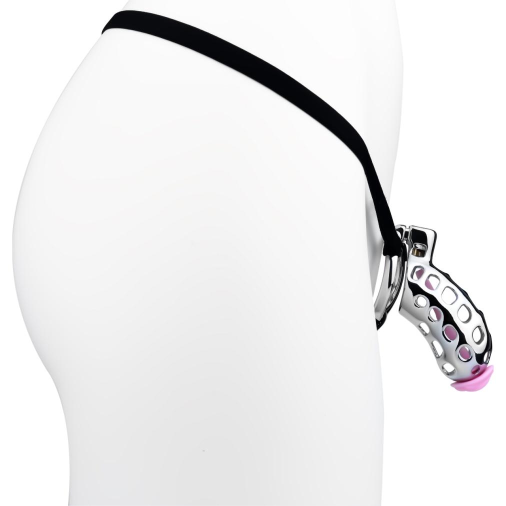 FRRK 304 Stainless Steel Chastity Cage with Catheter Penis Lock Cock Cage Fetish Sex Toys Metal Chastity Device for Men