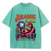 Street Woman Washed T-Shirts Jurassic Games Vintage Manga Print Short Sleeve Comfortable Cotton Oversize Tops Clothes