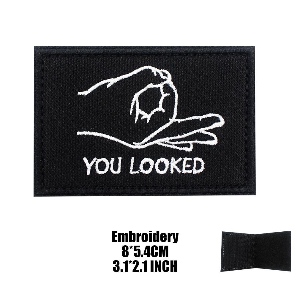 You Looked OK Victory Sign Patch Hook Loop Emblem Badge For Vest Backpack