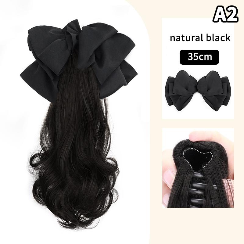 

Синтетическая длинная кудрявая резинка для волос с бантом, повязка на голову, заколка для волос, натуральная накладка для волос, пушистый парик, накладные пряди, шиньоны для женщин