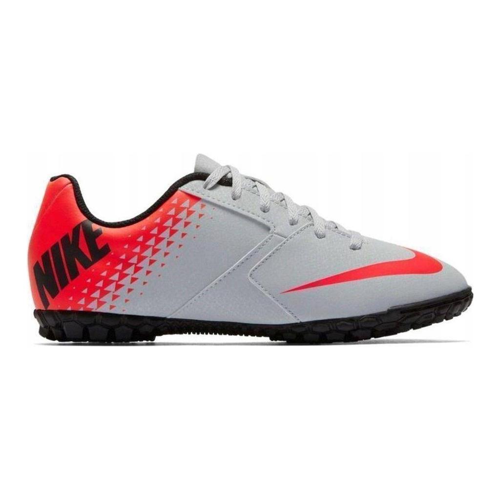 Nike Bomba Slip Resistant Cushioning Abrasion Resistant Low Top Kids' Soccer Shoes Gray Red Kids' 826488-006