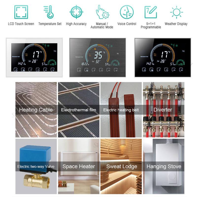 95~250V Smart Thermostat, Programmable Via WiFi, Up To 3500W for Hydro Floor Heating Gas Boiler Works with Alexa Google Home