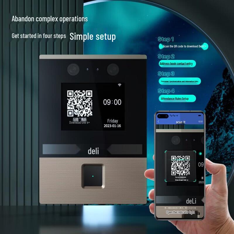 Deli DL-D3 Smart Cloud Facial & Fingerprint Attendance Machine