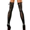 Sexy Club Women Comfortable Thigh-high Stockings Leather Lace Bow Long Socks