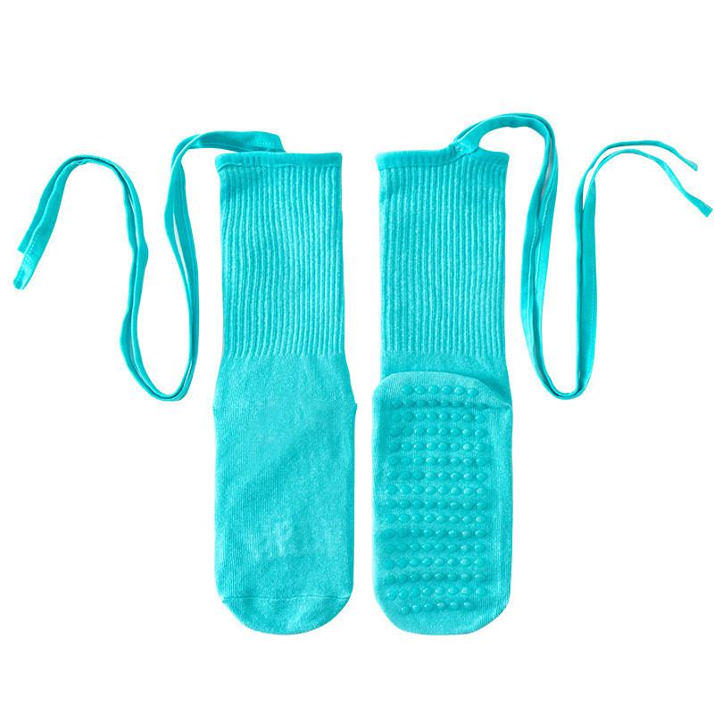 Mid Tube Cross Band Anti Slip Professional Women s Indoor Fitness Pilates Yoga Socks Sports Mid Length Calf Socks синий