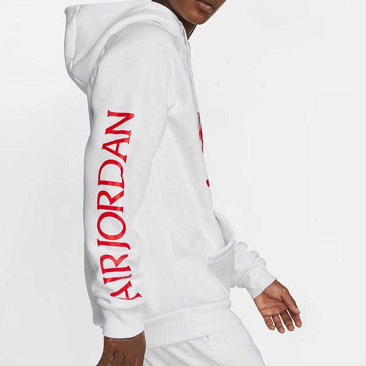 Jordan Jumpman Classics Logo Print Thickened And Fleece Lined Thermal Pullover Hooded Sweatshirt Men's White BV6011-100