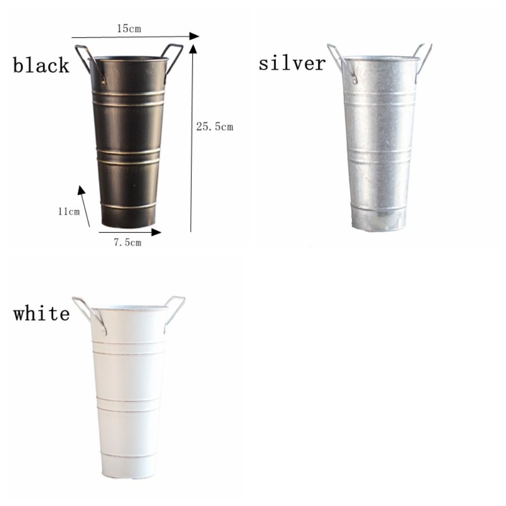 Tin Flower Bucket Creative Wrought Vase Retro Decorative Iron Desk Topper Vintage Display French Country