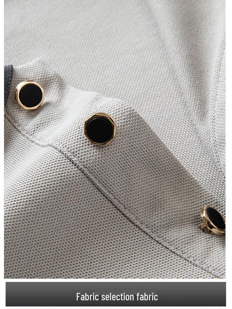 Pánské letní polo tričko s krátkým rukávem - Prodyšné barevně blokované business casual tričko s límečkem