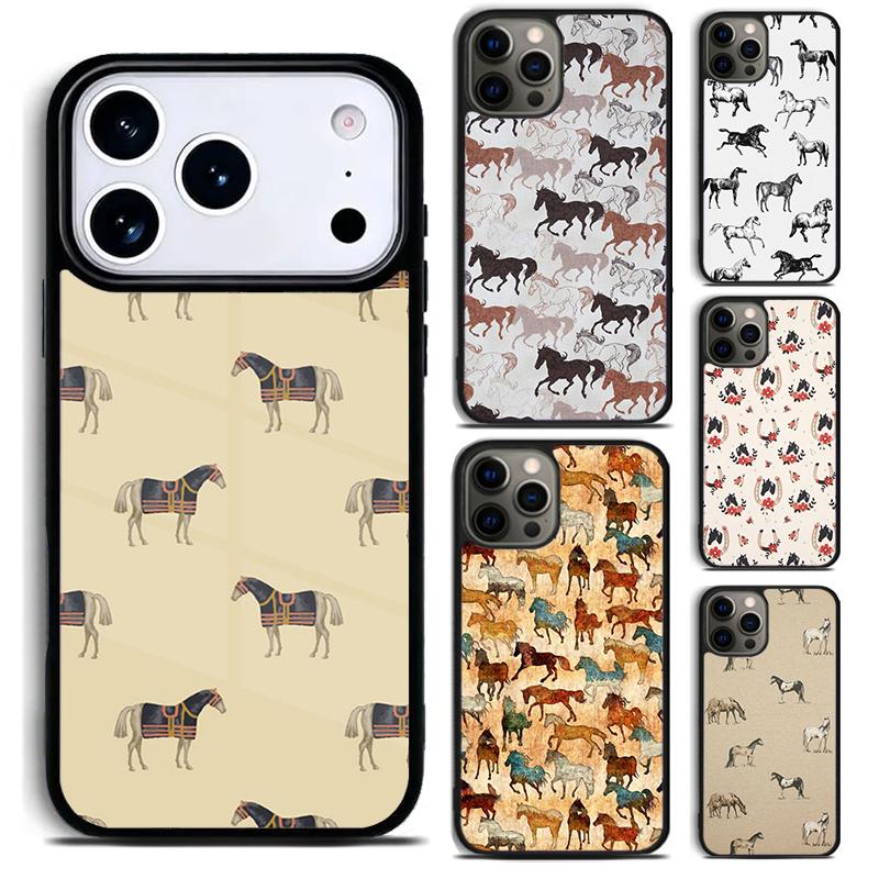 Horses Pattern Collage Phone Case for iPhone 17 16 15 Pro Max Air 14 13 12 11 Plus Shockproof Cover