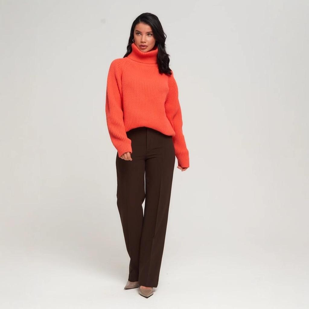 Autumn/Winter European & American High Neck Solid Color Loose Knit Sweater