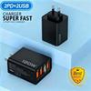 EU/US/UK120W fast charger with 2 USB ports and 2 Type-C ports,2-meter data charging cable,used for mobile phone,tablet,headphone