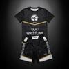Mens 2026 Sportswear Set Short Sleeve T-Shirt Shorts 3D Printed Mesh Athletic Outfit Boxing Training