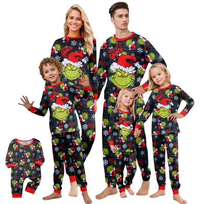 Print Cute Family Set Pajamas, Home Clothes, Family Set Long Sleeve Top Pants Set