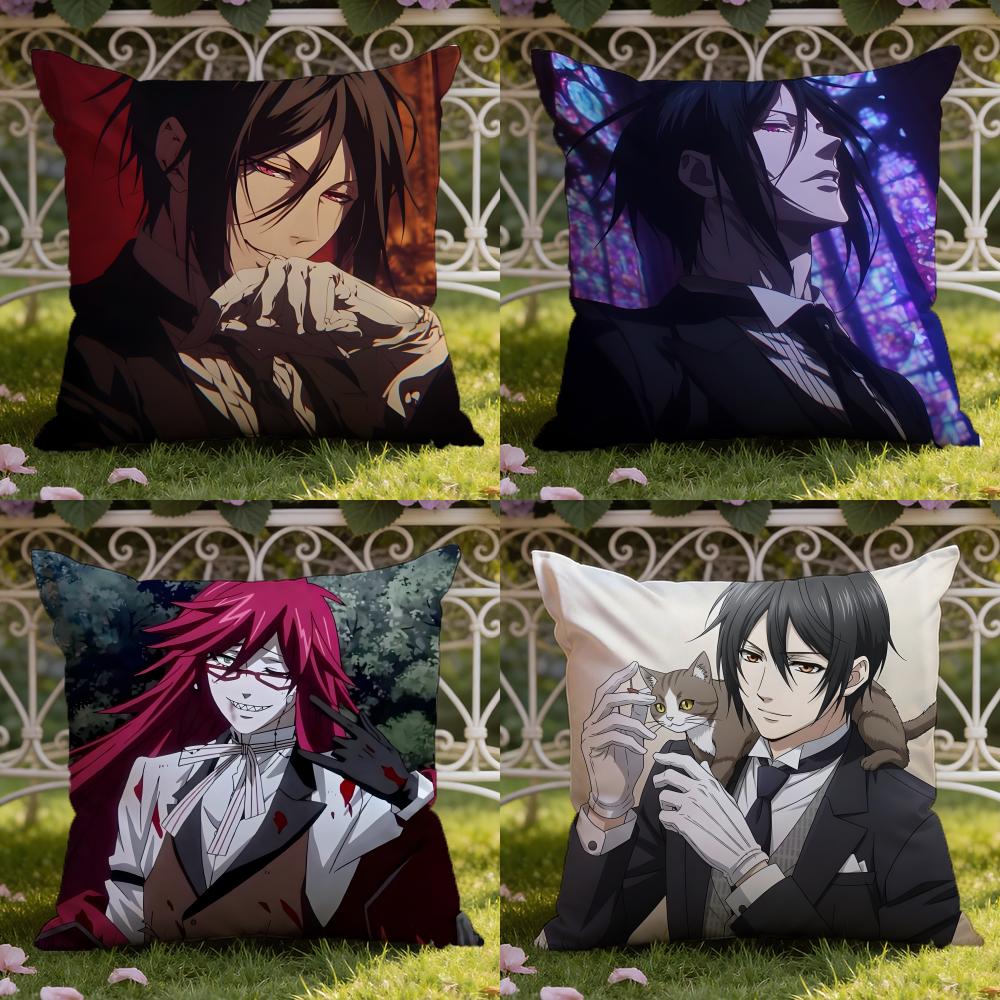 B-Black Anime B-Butler Cushion Cover Home & Car Dual-Scene Pillow Cover: Reversible for Premium Comfort