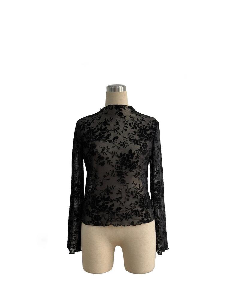 2025 Top met opstaande kraag en mesh basislaag - Slim fit dames T-shirt (Europese en Amerikaanse pasvorm)