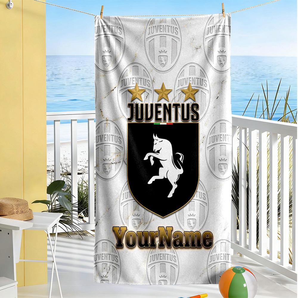 Juventus Customizable Name Beach Towel Soft Durable Quick-Dry Perfect for Traveling Yoga Camping and Swimming