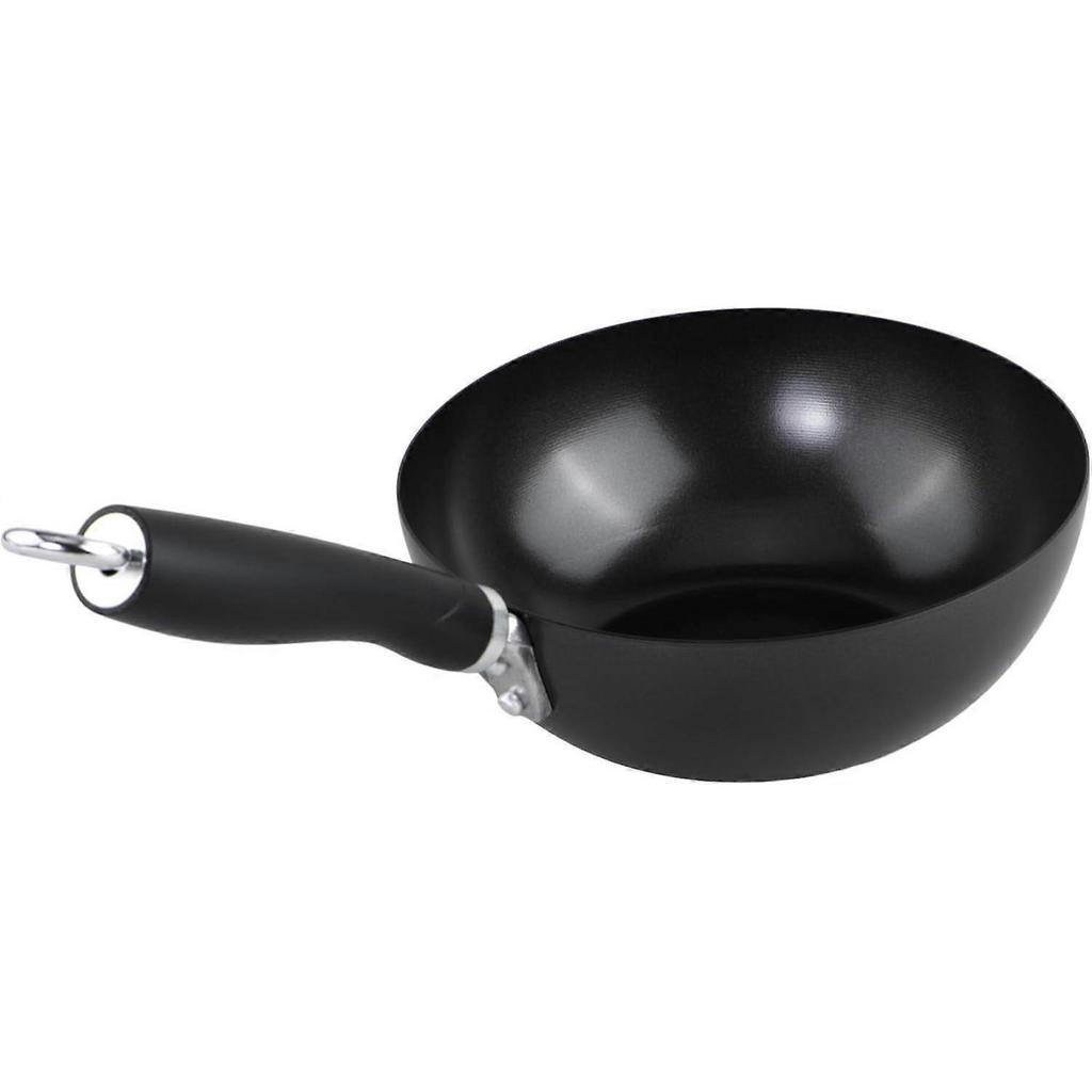 8-Inch Nonstick Carbon Steel Wok, Flat Base, Ergonomic Handle, for Stir Fry & Sautéing